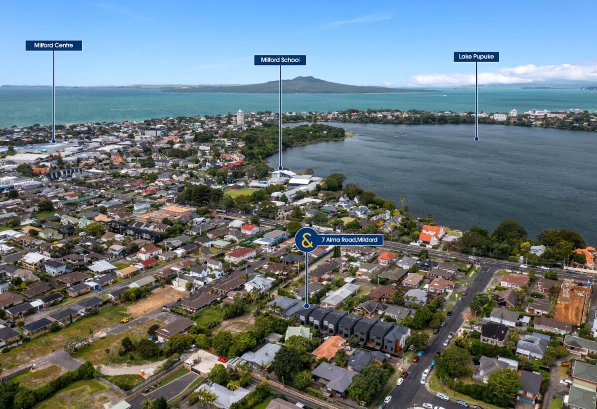 Double Westlake High School Zone, Brandnew 4 beds 3 baths home with garage and study nook on 225m2 section, Central air-conditioning , close to Milford Village, schools, beach, motorway access, 0.3 km to Milford School (Auckland), 0.8 km to Westlake Boys’ High School, 0.9 km to Westlake Girls’ High School, 1.3 km to Takapuna Normal Intermediate, Lot 1/7 Alma Road, Milford, Auckland