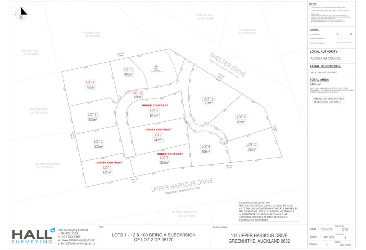 533m2 section, Site work started, expected title to be issued within 12 months., Fully serviced sites with water, power, wastewater & stormwater connection., Delivered by trusted & experienced local developer., Pre construction release, exceptional value, 10% to secure now, Lot 8/114 Upper Harbour Drive, Greenhithe, Auckland