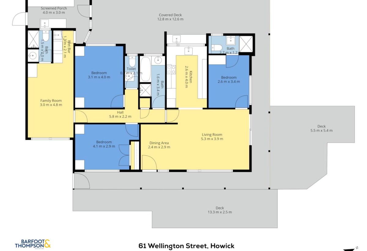 Brick and tile 3 beds 2.5 baths house on 1/2 share of 1,012m² section, A standout feature is the consented hair salon space with Certificate of Compliance, complete with its own bathroom, separate entrance and driveway access, close to schools, shops, beach, 61 Wellington Street, Howick, Auckland