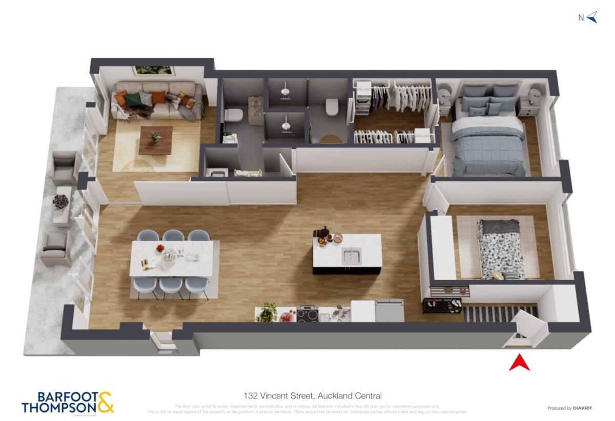 Auckland Girls’ Grammar School zone, Pet friendly, 100m2 Freehold 2 beds with 2 baths + 1 entertaining room (can be a 3rd bedroom), A tandem carpark on a separate title allows you to park 2 cars, which is securely accessed through the building garage, 408/132 Vincent Street, City Centre, Auckland