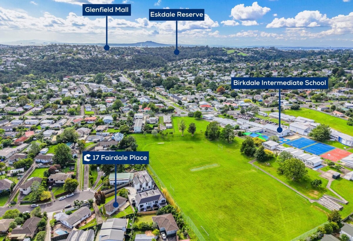 3 beds house on 663m2 section, RC Approved for 4 new homes (2 duplex), each new home has 3 bedrooms, 2.5 bathrooms, single garage, Just minutes to schools, shops, parks, and beautiful beaches, 0.3 km to Birkdale Intermediate School, 0.5 km to Birkdale North School, 17 Fairdale Place, Birkdale, Auckland