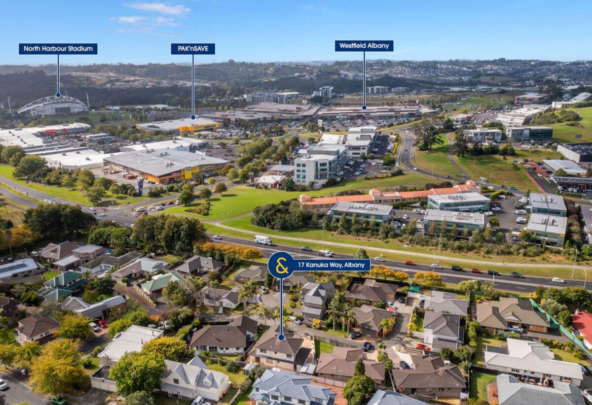 Once in 20 years, 5 beds 3 baths house with double garage on 413m2 section, minutes to schools, Albany Mall, parks, motorway access, 1.2 km to Pinehill School (Browns Bay), 1.3 km to Albany Senior High School, 1.7 km to Albany School, 2.2 km to Albany Junior High School, 17 Kanuka Way, Albany, Auckland