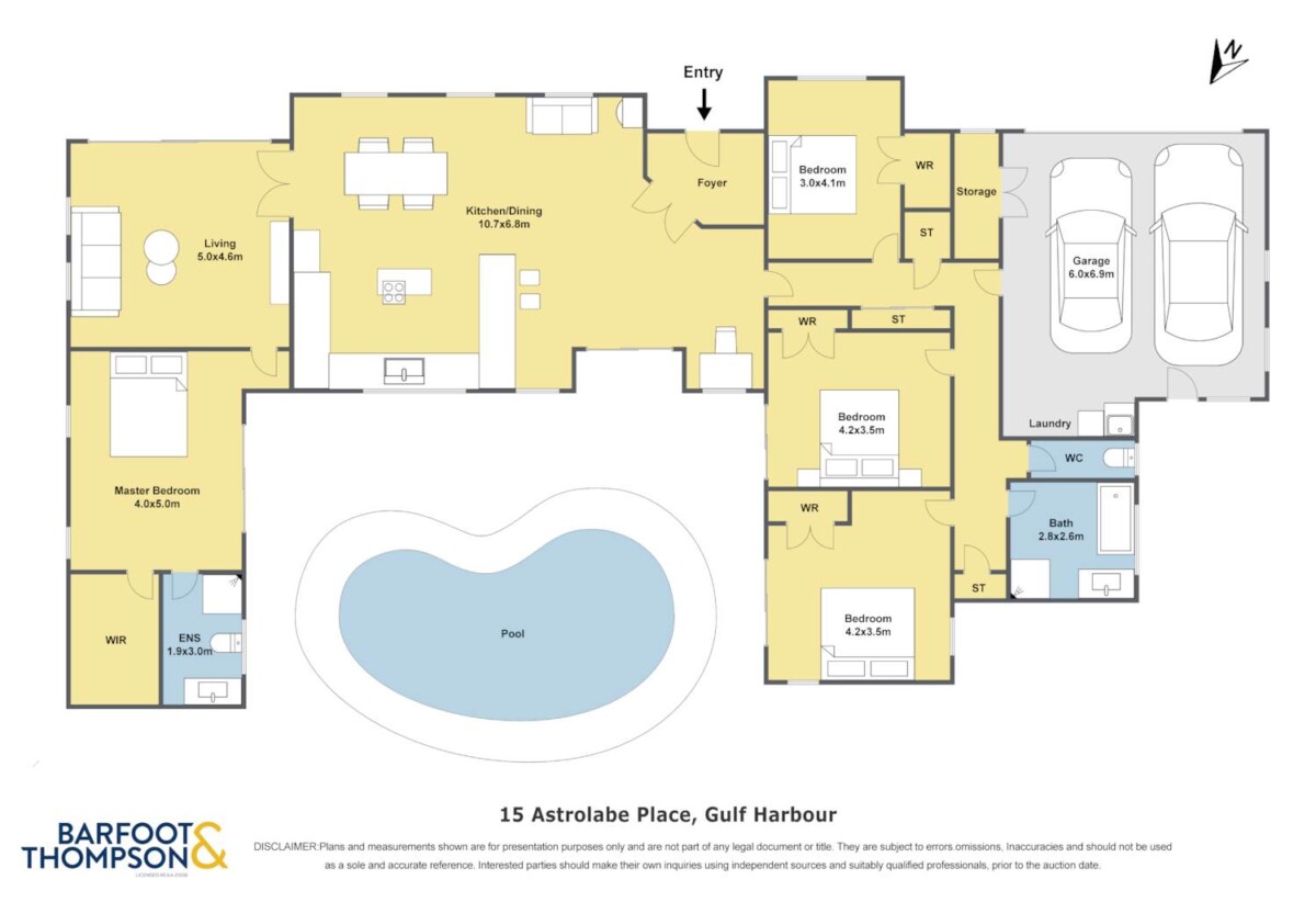 Brick and tile 4 beds 2.5 baths house with double garage and private swimming pool on 2129m2 section, 1.1 km to Gulf Harbour School, 15 Astrolabe Place, Gulf Harbour, Auckland