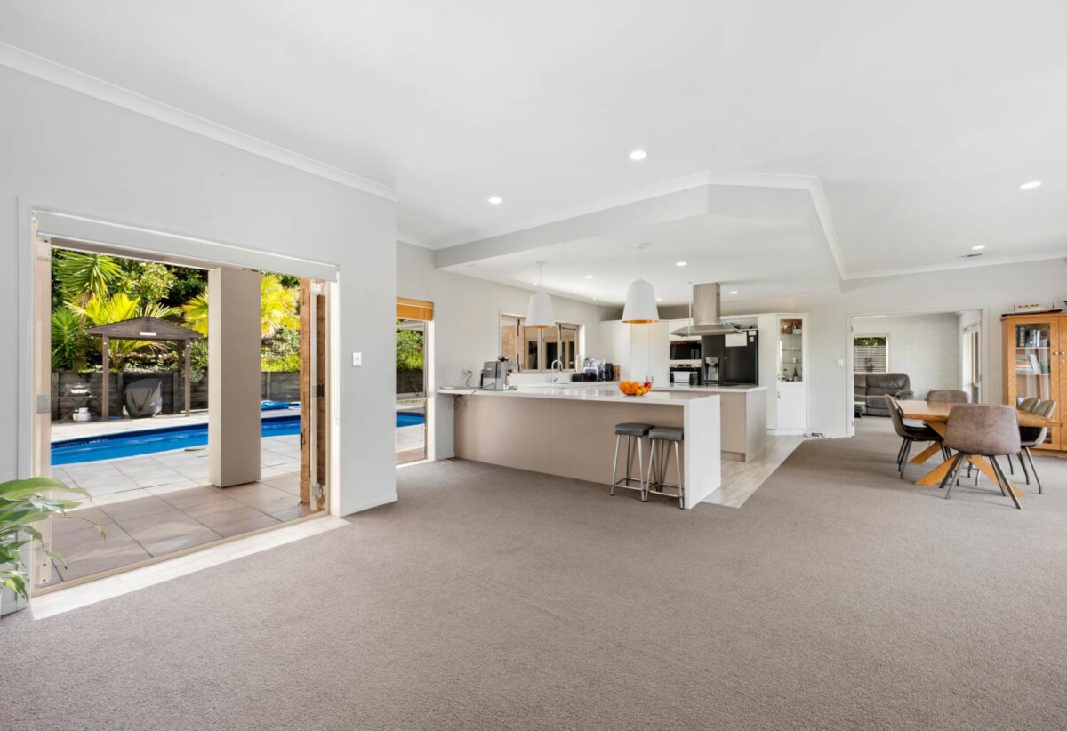Brick and tile 4 beds 2.5 baths house with double garage and private swimming pool on 2129m2 section, 1.1 km to Gulf Harbour School, 15 Astrolabe Place, Gulf Harbour, Auckland