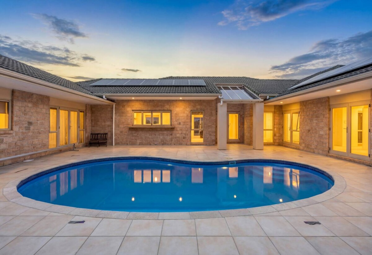 Brick and tile 4 beds 2.5 baths house with double garage and private swimming pool on 2129m2 section, 1.1 km to Gulf Harbour School, 15 Astrolabe Place, Gulf Harbour, Auckland