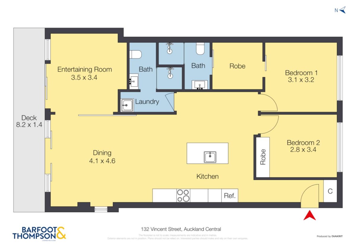 Auckland Girls’ Grammar School zone, Pet friendly, 100m2 Freehold 2 beds with 2 baths + 1 entertaining room (can be a 3rd bedroom), A tandem carpark on a separate title allows you to park 2 cars, which is securely accessed through the building garage, 408/132 Vincent Street, City Centre, Auckland