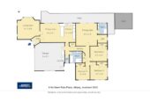 Brick and tile 4 beds 2 baths house with double garage on 609m2 section, close to schools, Albany Mall, motorway access, 1 km to Pinehill School (Browns Bay), 1.5 km to Albany Senior High School, 1.9 km to Albany School, 2.4 km to Albany Junior High School, 9 Northern Rata Place, Albany, Auckland
