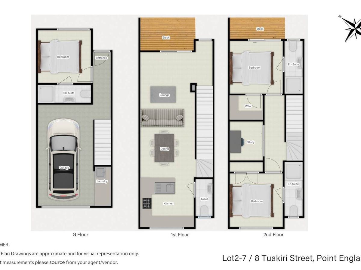 For rent, 4 beds + study room 3 baths townhouse, Available from Thu 19th Feb, Point England, Auckland