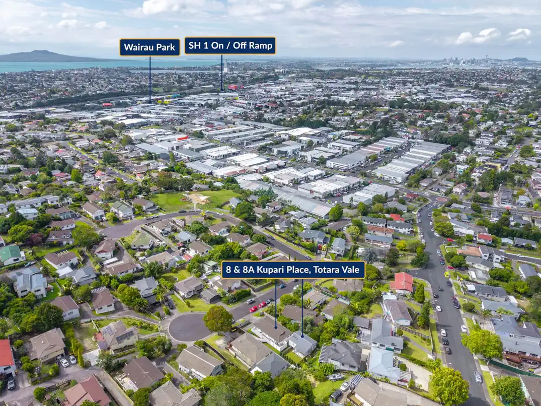 Renovated 4 beds main home + 2 beds standalone Minor Dwelling on 600m2 section, Currently rented at $1280 per week with friendly tenants who would like to stay on, close to Motorways, Parks, Wairau Valley shops, Kindergartens, local schools – Glenfield Intermediate, Target Rd Primary & Wairau Intermediate, 8 & 8A Kupari Place, Totara Vale, Auckland