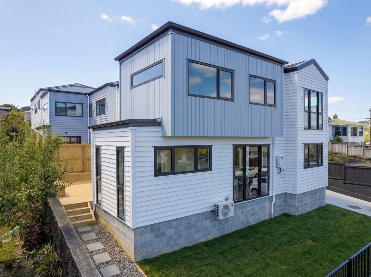 Double Westlake school zone, 147m2 Standalone Brandnew 4 beds 2.5 baths home with garage, enhanced by 2.7m high ceilings, Lot 1/17 Trinidad Road, Sunnynook, Auckland
