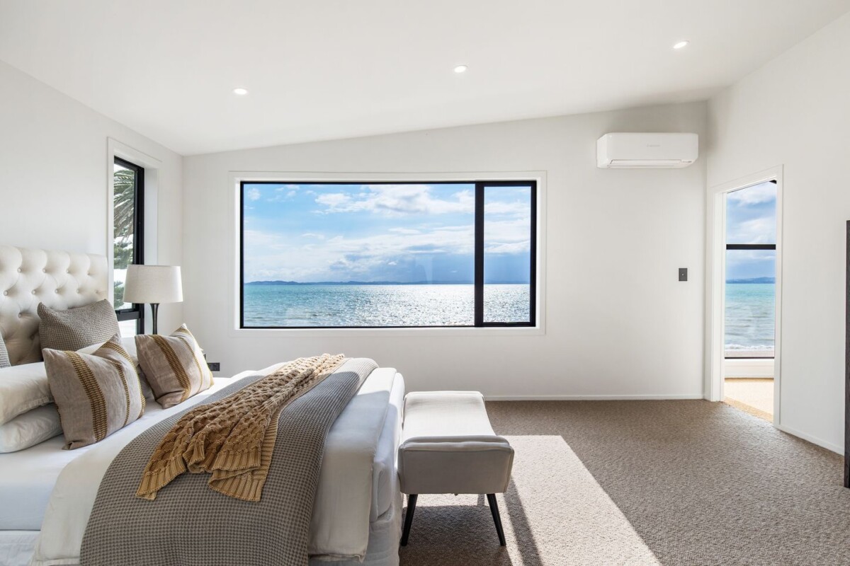 Macleans College zone, 299m2 Standalone 4 beds + study 3 baths home with double garage on 395m2 section, with panoramic sea views and direct beach access, close to schools, golf club, shops, zoned for Bucklands Beach Primary School, Bucklands Beach Intermediate, and Macleans College, 18A The Esplanade, Eastern Beach, Auckland