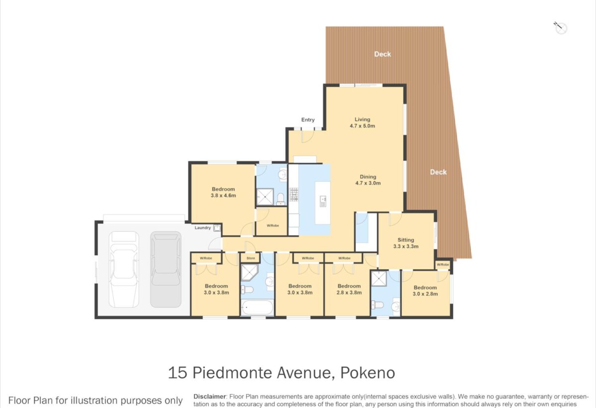 213m2 Brandnew brick and weatherboard 5 beds 3 baths house with 2 beds granny and double garage on 619m2 section, close to school, supermarket, motorway access, 1.2 km to Pokeno School, 15 Piedmonte Avenue, Pokeno,