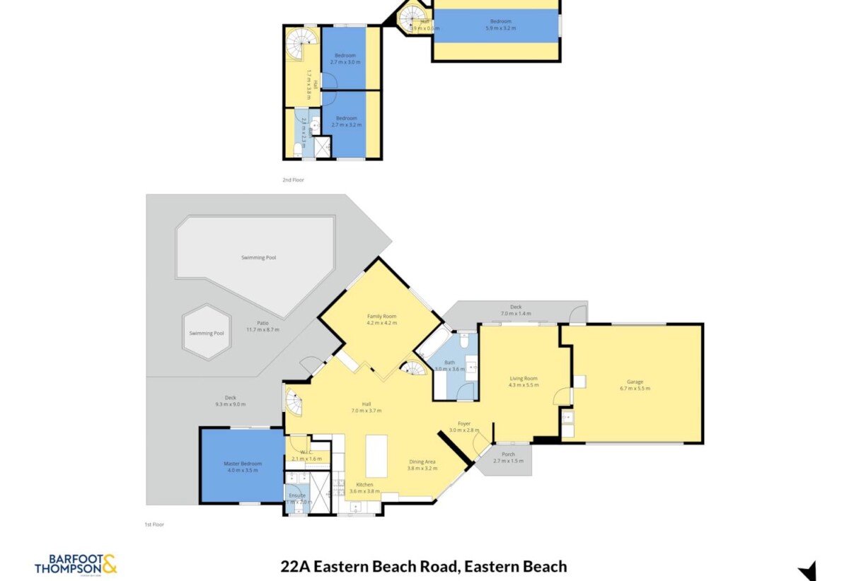 Macleans College zone, 4 beds 3 baths house with double garage and private swimming pool, close to schools, beach parks, golf club, 1.3 km to Macleans College and Bucklands Beach Intermediate, 22A Eastern Beach Road, Eastern Beach, Auckland