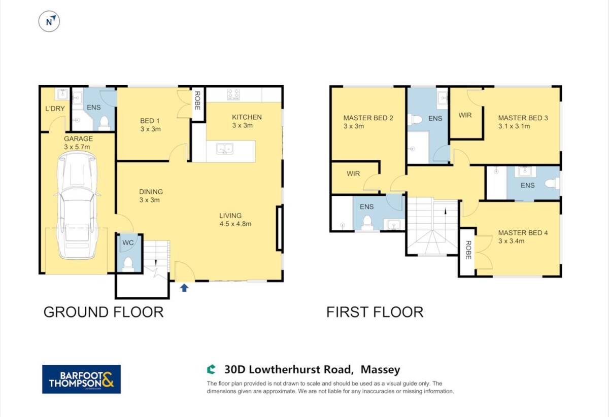 Standalone 4 beds 4.5 baths house with garage, 4 ensuites, 1 ensuite with private entry—ground floor, close to schools, shops, supermarkets, motorway access, 0.7 km to Lincoln Heights School, 30D Lowtherhurst Road, Massey, Auckland