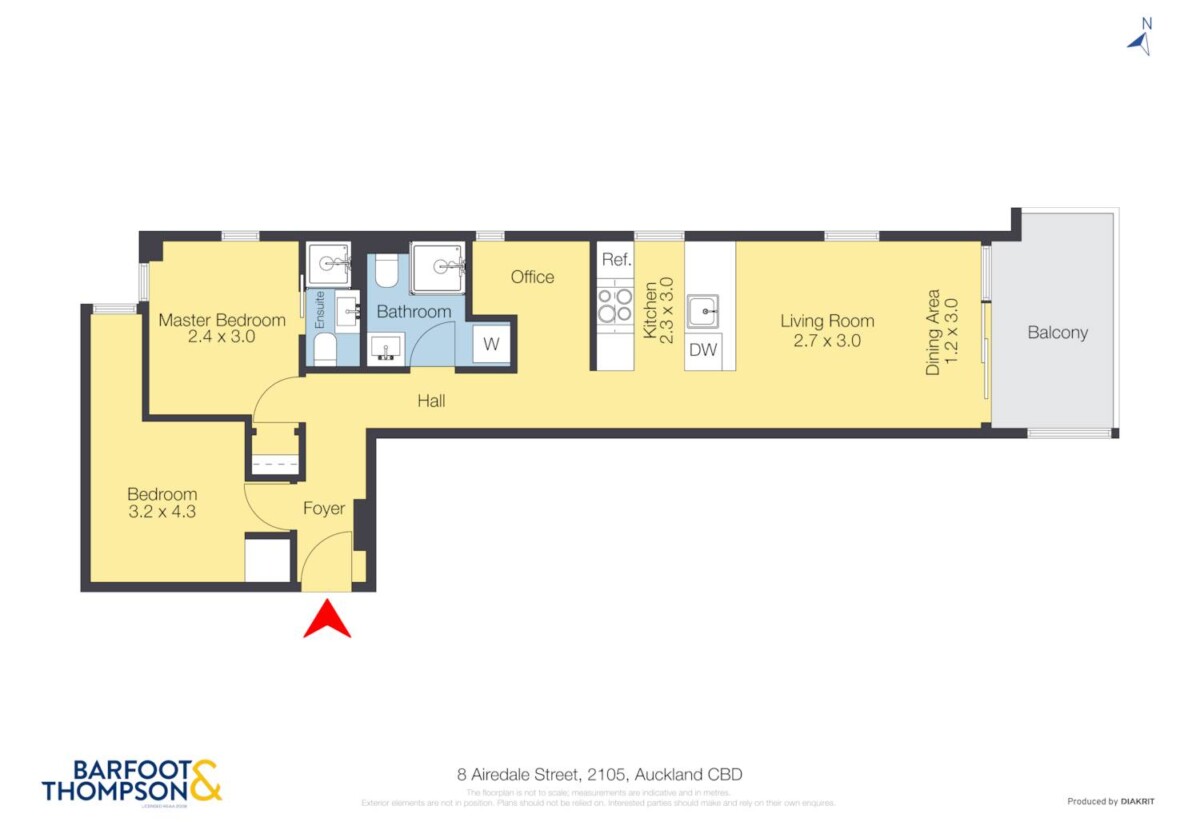 Double Grammar school zone, 62m2 freehold 2 beds + study (which can be used as a 3rd bedroom) 1 bath apartment, 1 km to Auckland Girls’ Grammar School, 1.8 km to Auckland Grammar, 2105/8 Airedale Street, City Centre, Auckland