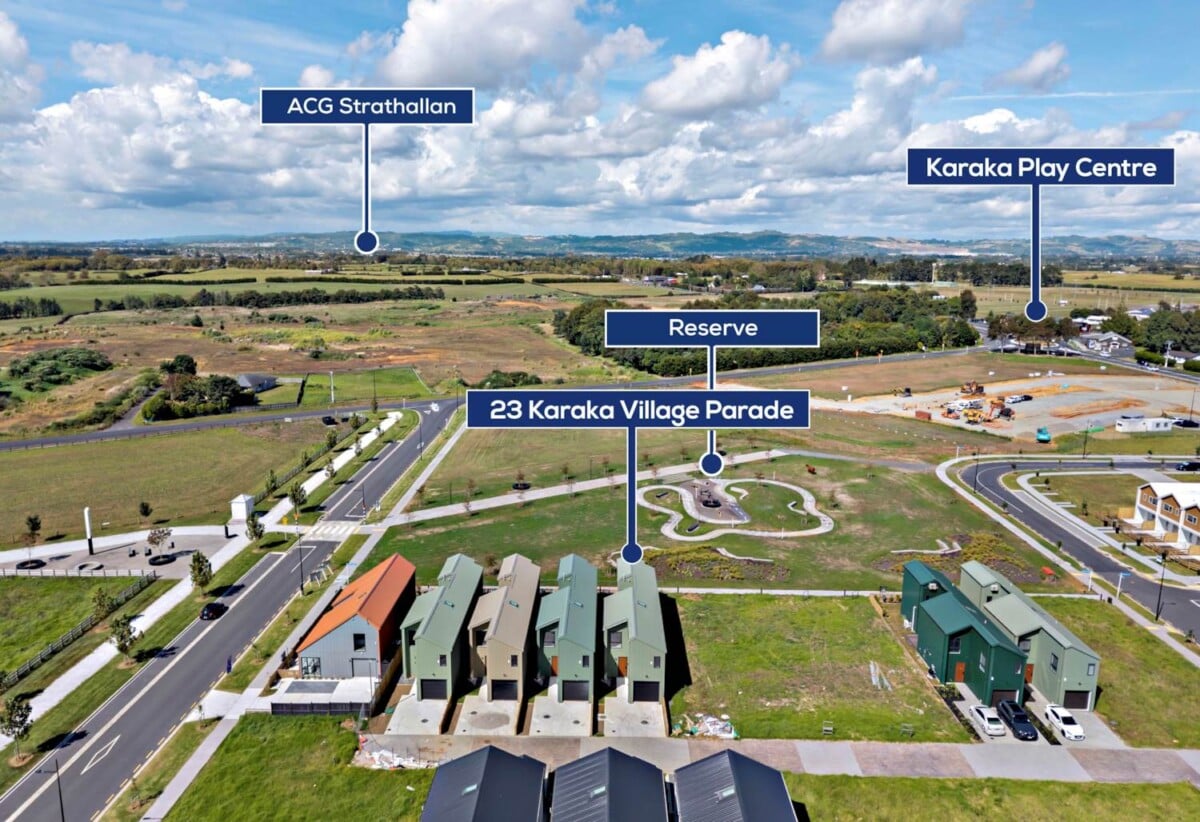 Reserve-Backed Standalone Brandnew 4 beds 2.5 baths house with garage on 235m2 section, Close to ACG School, minutes from the newly announced Costco in Drury and the under- construction Drury railway station, 23 Karaka Village Parade, Karaka, Auckland