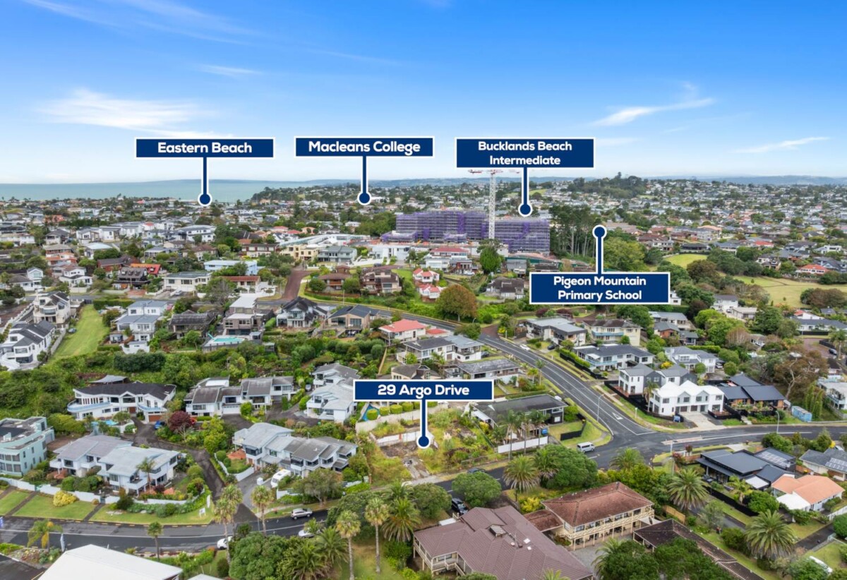 690m2 Premium Land in Macleans Zone – RC & EPA Ready for two standalone, two-storey homes, Each home offers 5 Bedrooms, 3 bathrooms (including 2 ensuites), 1 separate lounge, Open-plan living, dining, and kitchen, and a double internal-access garage, Land area: Lot 1: 338sqm (mol), Lot 2: 352sqm (mol), 29 Argo Drive, Half Moon Bay, Auckland