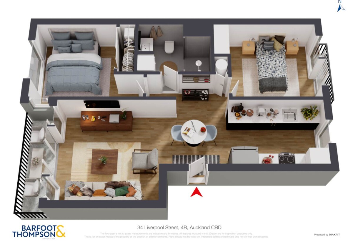 Double Grammar school zone, 59m2 Leasehold 2 beds 1 bath 2 car park apartment, zoned for Auckland Grammar, Auckland Girls’ Grammar School, 4B/34 Liverpool Street, City Centre, Auckland