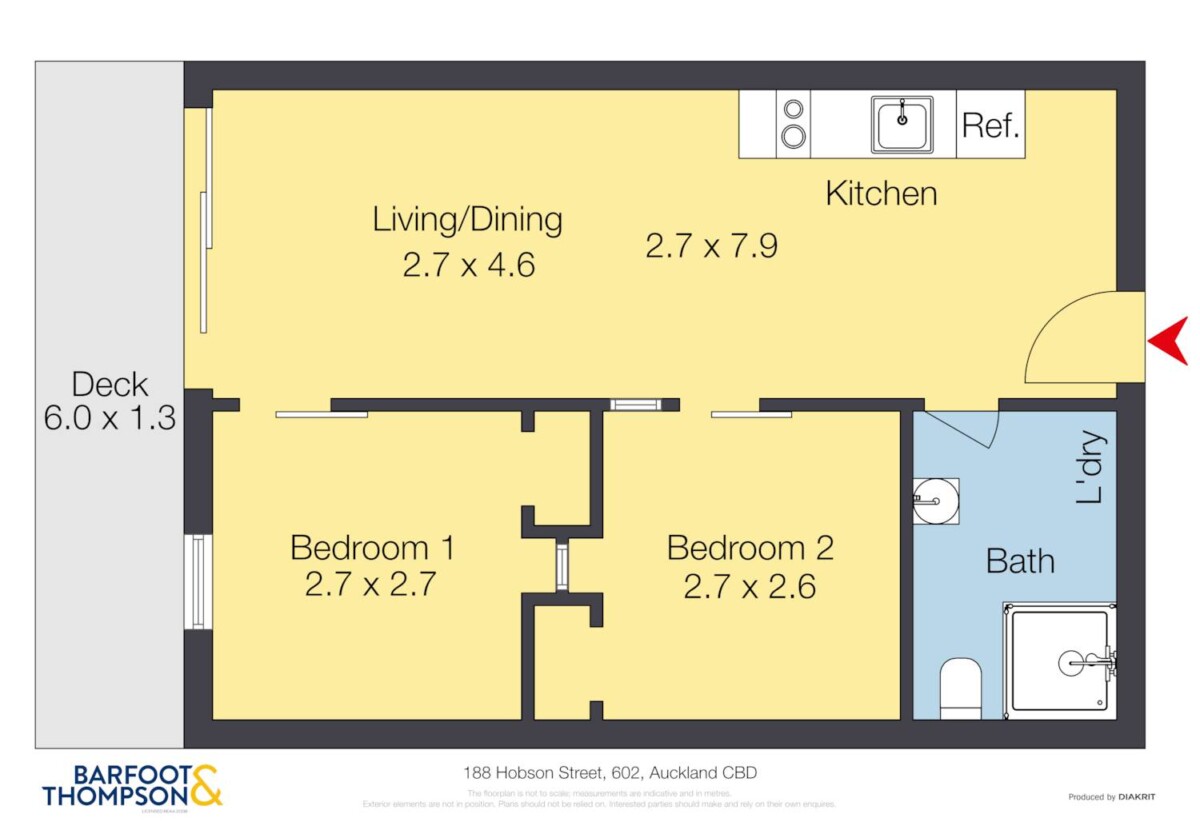 Auckland Girls’ Grammar School zone, 46m2 Freehold 2 beds 1 bath apartment, Full furniture package is included, 602/188 Hobson Street, City Centre, Auckland