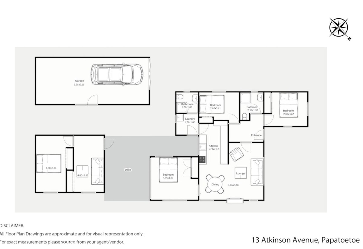 Fully renovated, Brick and tile 3 beds + sleepout 2 baths house with standalone garage on 825m2 section, the sleepout with its own living area, close to Papatoetoe town centre, Manukau shopping centre, schools, motorway access, 13 Atkinson Avenue, Papatoetoe, Auckland