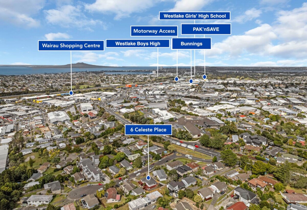 Double Westlake school zone, Renovated 3 beds 1 bath house with garage on 665m2 section, Close to Link Drive retail hub and Wairau Park, Glenfield Mall and local amenities, schools, motorway access, 1.2 km to Glenfield Intermediate School, 6 Celeste Place, Totara Vale, Auckland