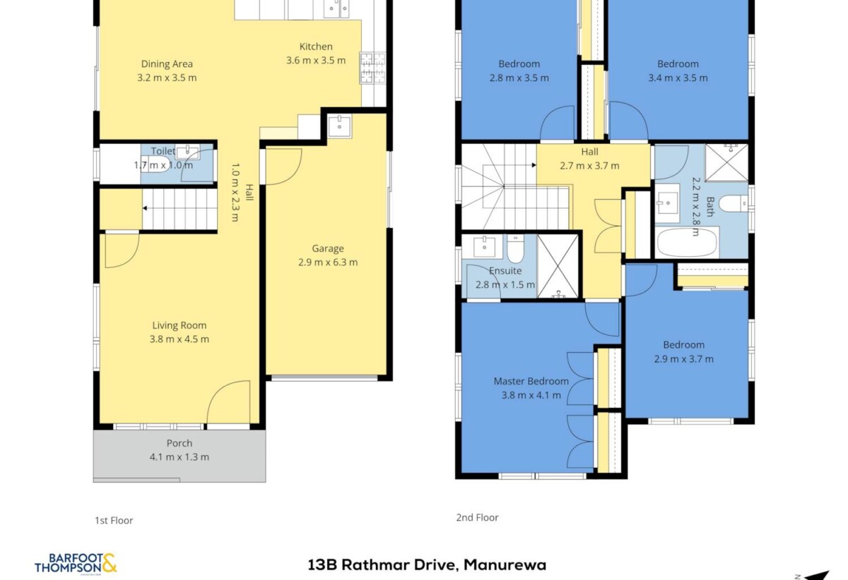 Brandnew standalone 4 beds 2.5 baths home with garage, just moments from the tranquil Auckland Botanic Gardens. shops, schools, motorway access, 0.4 km to Alfriston College, Lot 2/13 Rathmar Drive, Manurewa, Auckland