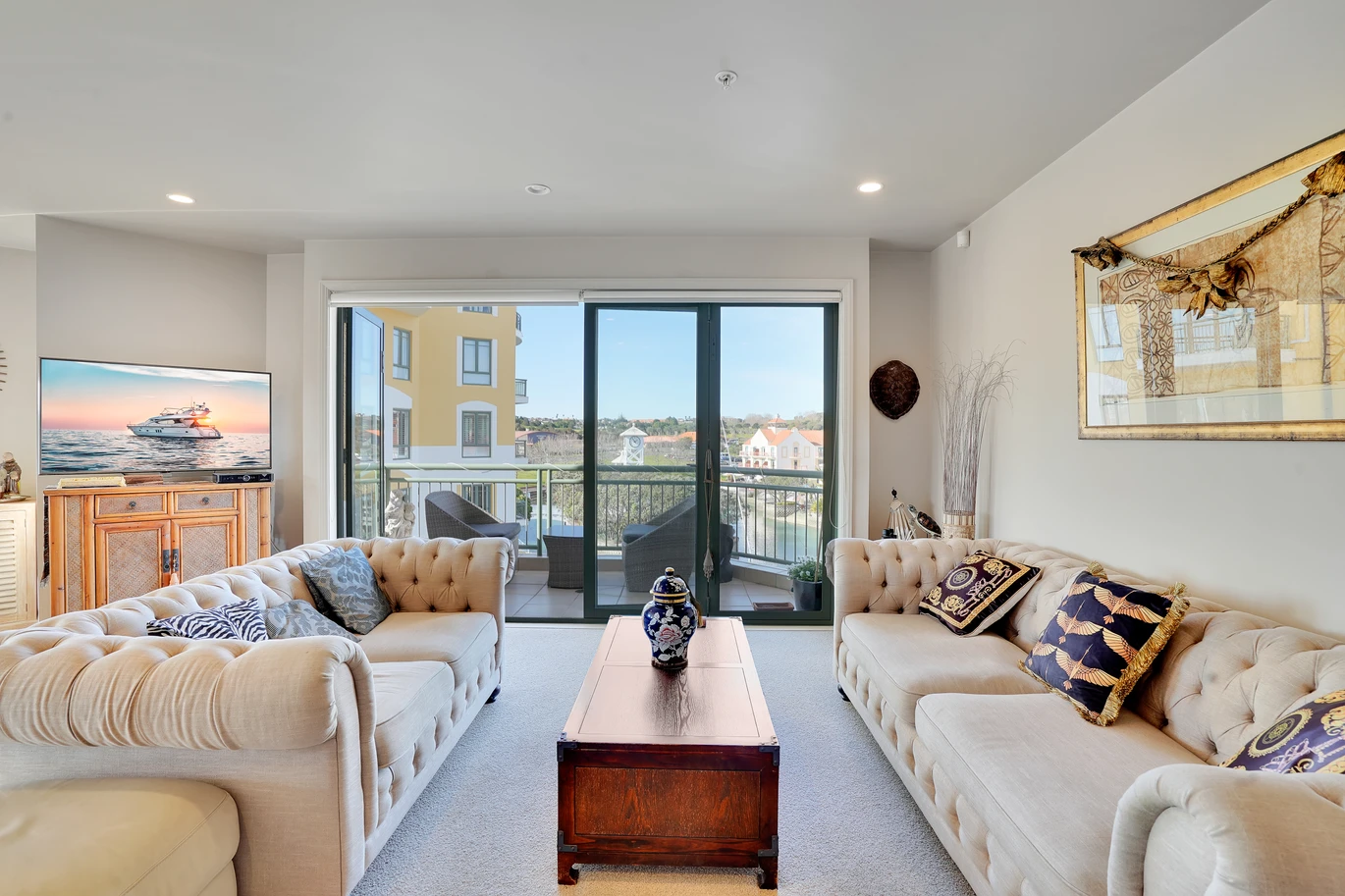 140m2 3 beds 2 baths waterfront apartment with marina views and 2 carports, Walk to cafés, bars, and 4 Square Metro Mart, Top-tier education nearby, Wentworth Primary School & College, Shakespeare Regional Park and beautiful local beaches are just minutes away, 57 Waterside Crescent, Gulf Harbour, Auckland