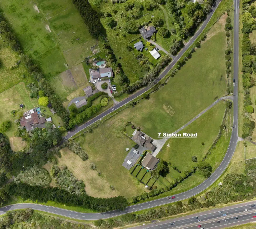 Once over 60 years, Brick and tile 4 beds 5 baths house on 8 acres (3.12ha) land, a large workshop with office and additional bedroom facilities, 1.1 km to Hobsonville School, 7 Sinton Road, Hobsonville, Auckland