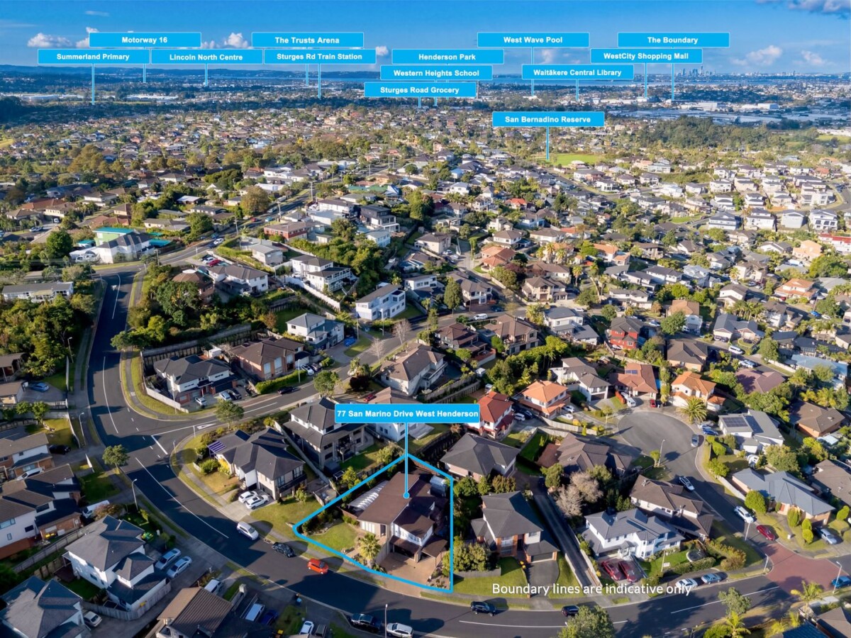 Home and in come, 277m2 5 beds + a large study room 3 baths house with double garage and carport on 600m2 section, including a 2-beds granny, Zoned for popular Western Heights School and just moments away from Opanuku Stream Cycle and Walkway, local parks, Palomino shops and Sturges Road train station, 77 San Marino Drive West, Henderson,, Auckland