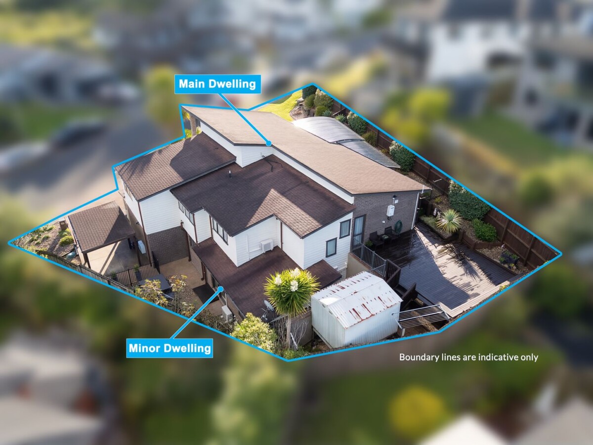 Home and in come, 277m2 5 beds + a large study room 3 baths house with double garage and carport on 600m2 section, including a 2-beds granny, Zoned for popular Western Heights School and just moments away from Opanuku Stream Cycle and Walkway, local parks, Palomino shops and Sturges Road train station, 77 San Marino Drive West, Henderson,, Auckland