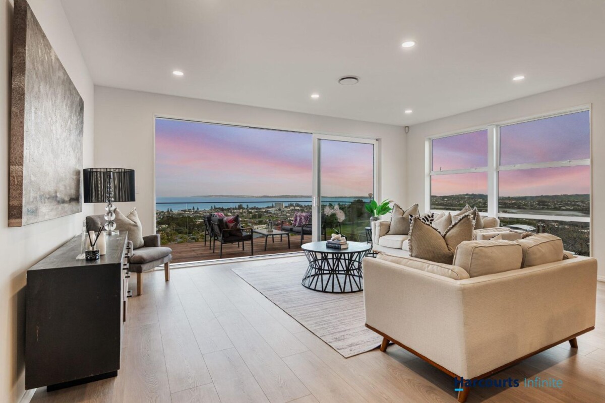 All 5 beds with sea views, 340m2 Brandnew 5 beds + study 4 baths house with double garage on 686m2 section, Central ducted air conditioning + additional heat pumps. Close to shops, transport and local amenities, Easy access to Orewa Beach, 11B Maire Road, Orewa, Auckland