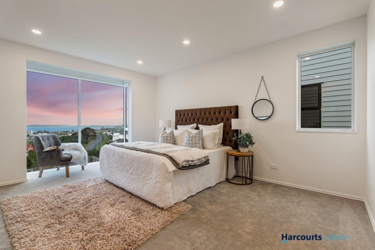 All 5 beds with sea views, 340m2 Brandnew 5 beds + study 4 baths house with double garage on 686m2 section, Central ducted air conditioning + additional heat pumps. Close to shops, transport and local amenities, Easy access to Orewa Beach, 11B Maire Road, Orewa, Auckland