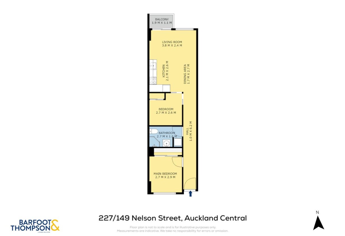 Auckland Girls’ Grammar School zone, Freehold 2 beds 1 bath 1 car park apartment, 0.6 km to Auckland Girls’ Grammar School, 227/149 Nelson Street, City Centre, Auckland