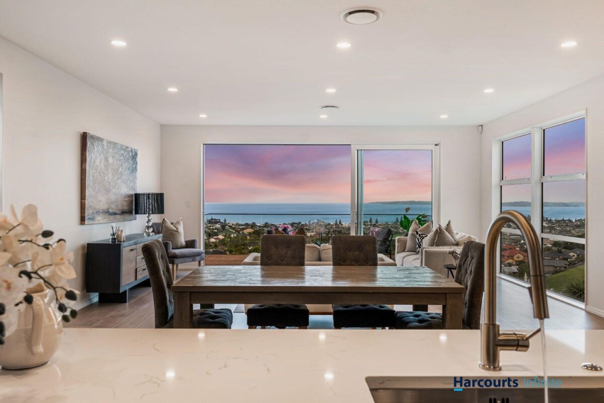All 5 beds with sea views, 340m2 Brandnew 5 beds + study 4 baths house with double garage on 686m2 section, Central ducted air conditioning + additional heat pumps. Close to shops, transport and local amenities, Easy access to Orewa Beach, 11B Maire Road, Orewa, Auckland