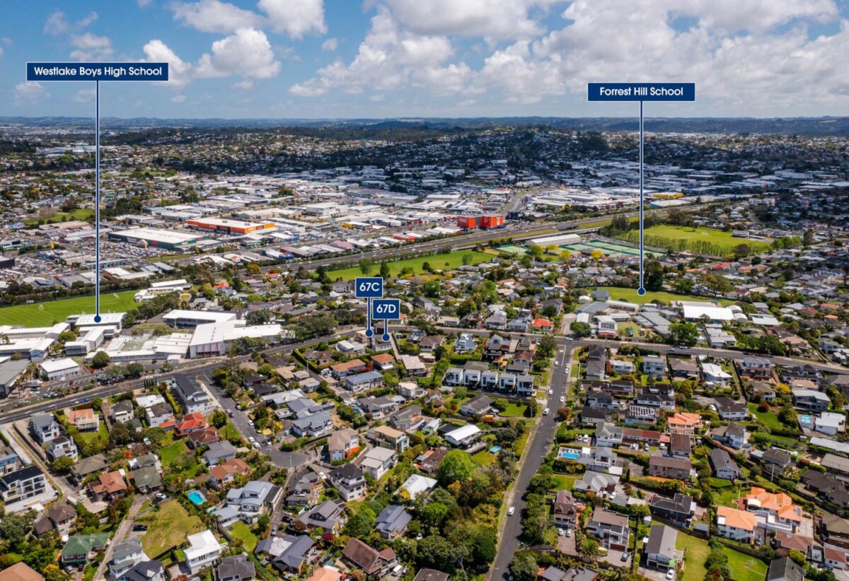 Double Westlake school zone, 10-Year Stamford Building Warranty, Brandnew freehold 4 beds 2.5 baths Duplex home with garage, just a short walk to Smales Farm Bus Station, shops, business hub, and Pak’n Save, schools, easy motorway access, 0.2 km to Forrest Hill School, 67C Forrest Hill Road, Milford, Auckland