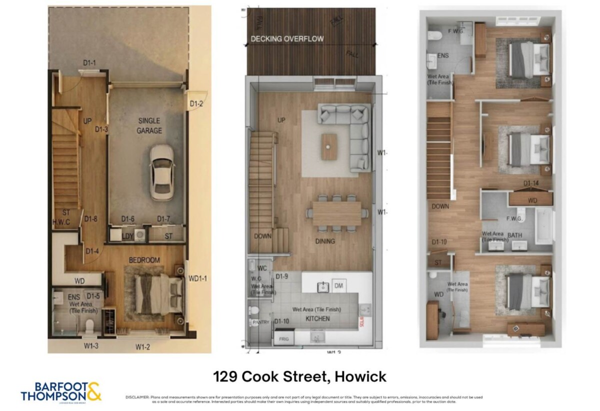 159m2 Brandnew3 beds + large study room 3.5 baths home with garage, 1 bed 1 bath ground floor, just a short stroll from Howick Village, close to shops, supermarkets, schools, beach, 0.7 km to Howick College, Lot 5, 129 Cook Street, Howick, Auckland