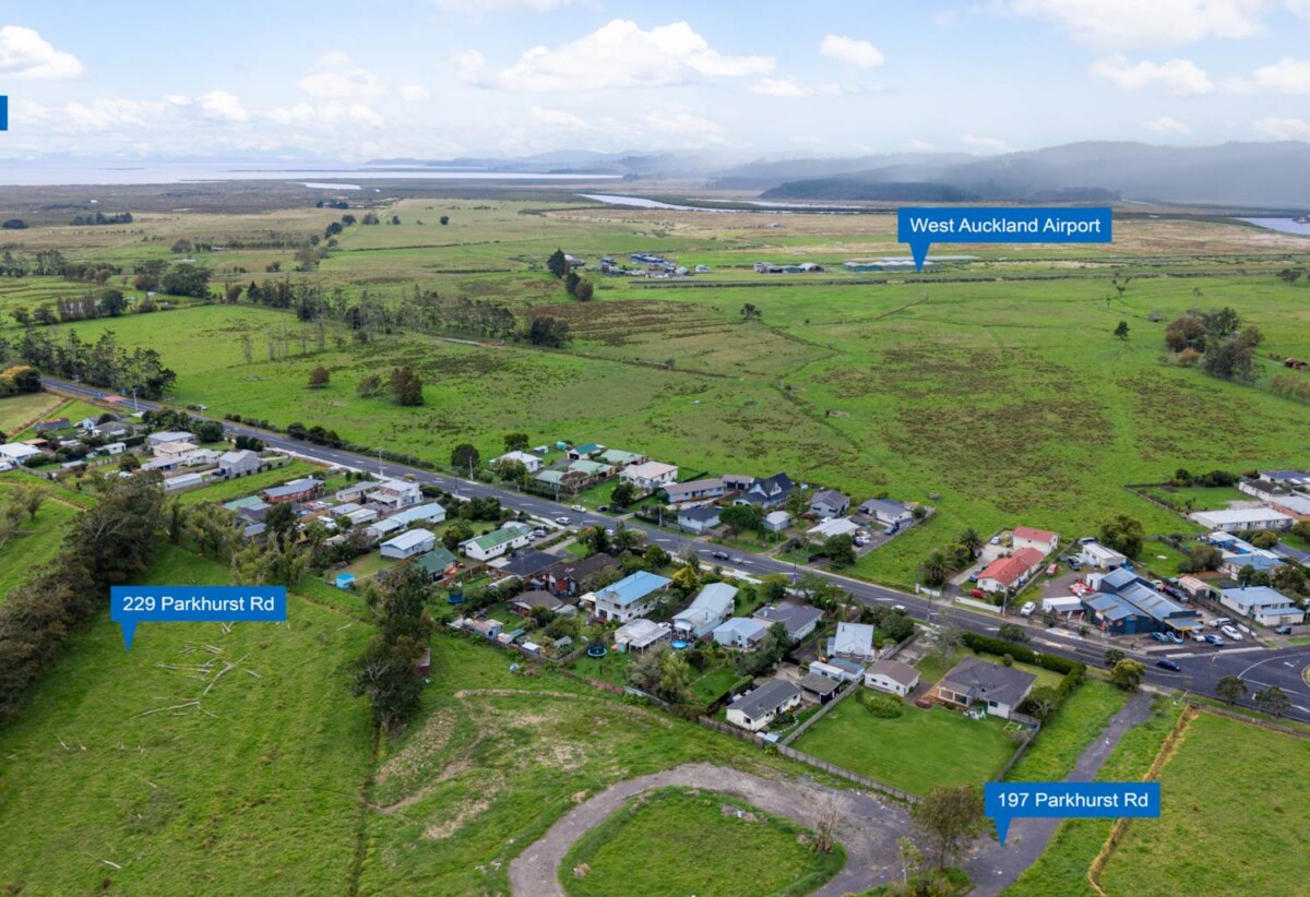 MORTGAGEE SALE, 8.1012ha Across Two Addresses, Two adjacent, frontage level sites total over 8 hectares. 229 Parkhurst Road, comprising a 4.0493ha site and 197 Parkhurst Road, a 4.0519ha site, both zoned Single House. RC is pending to develop the combined landholding into ninety-four lots of approximately 600m² each, 0.6 km to Parakai School, 197 & 229 Parkhurst Road, Parakai, Auckland