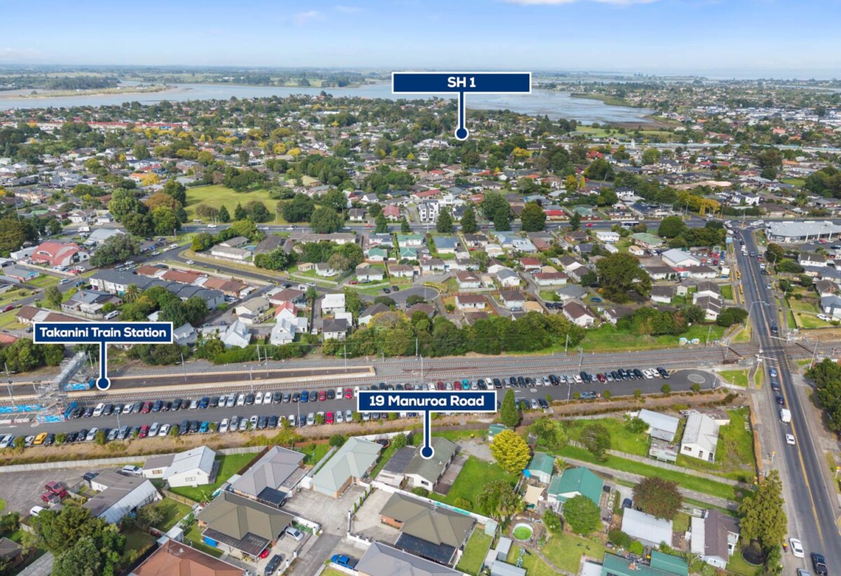 4 beds 1 bath house on 1364m2 section, close to Southgate Shopping Centre, Takanini Town Centre, train station, schools, parks, and easy motorway access, 0.6 km to Takanini School, 19 Manuroa Road, Takanini, Auckland