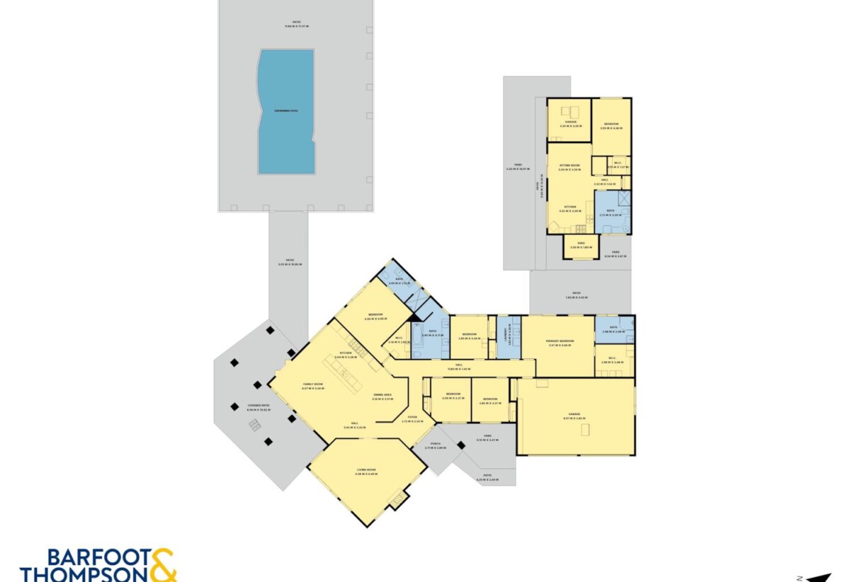 5052m2 section, 6 beds 4 baths ( 5 beds 3 baths triple garage main house + standalone 1 bed 1 bath kitchen, living and garage sleepout) house, with a heated swimming pool, Surrounded by established greenery, close to local amenities, schools, and motorway connections, 1.2 km to Alfriston College and Alfriston School, 21 Everlea Place, Alfriston, Auckland