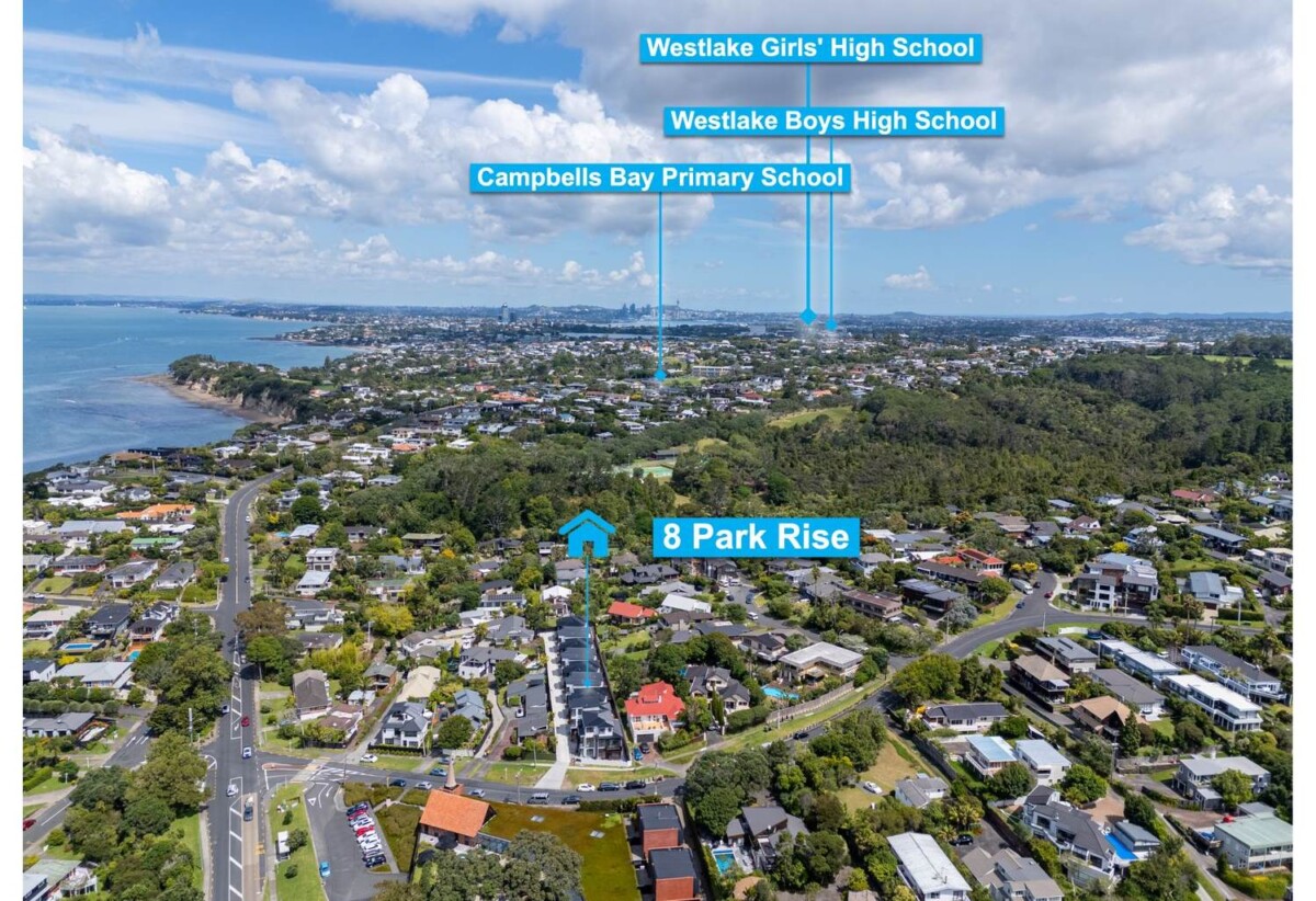 Motivated vendor, Rangitoto College and Double Westlake school zone, 155m2 Brandnew standalone 4 beds 2.5 baths home with garage , minutes from the stunning Campbells Bay Beach, local cafés, parks, and coastal walkways, schools, 8/8 Park Rise, Campbells Bay, Auckland