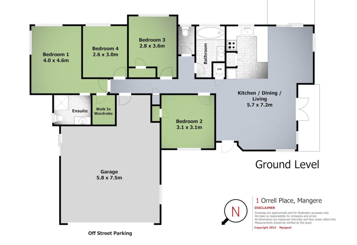 142m2 Brick and tile 4 beds 2.5 baths house with double garage on 475m2 section, Currently leased to Housing New Zealand until 30 November 2028, with annual gross rental income of $38,480, close to shops, schools, motorway access, 0.5 km to Jean Batten School, 1 Orrell Place, Mangere, Auckland
