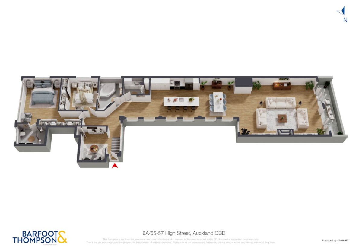 Auckland Girls’ Grammar School zone, Fully renovated, 198m2 2 beds + study room 2 baths 1 car park High St Penthouse apartment, Positioned steps from the City Rail Link transformation, 6A/55-57 High Street, City Centre, Auckland
