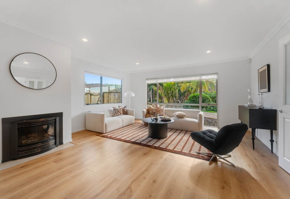 4 beds 2.5 baths house with double garage on 527m2 section, close to the end of a quiet cul-de-sac which borders the Wharf Reserve with its grass areas and trails, close to schools, Massey University, Albany Mall, motorway access, 0.4 km to Albany School, 30 Vinewood Drive, Albany, Auckland