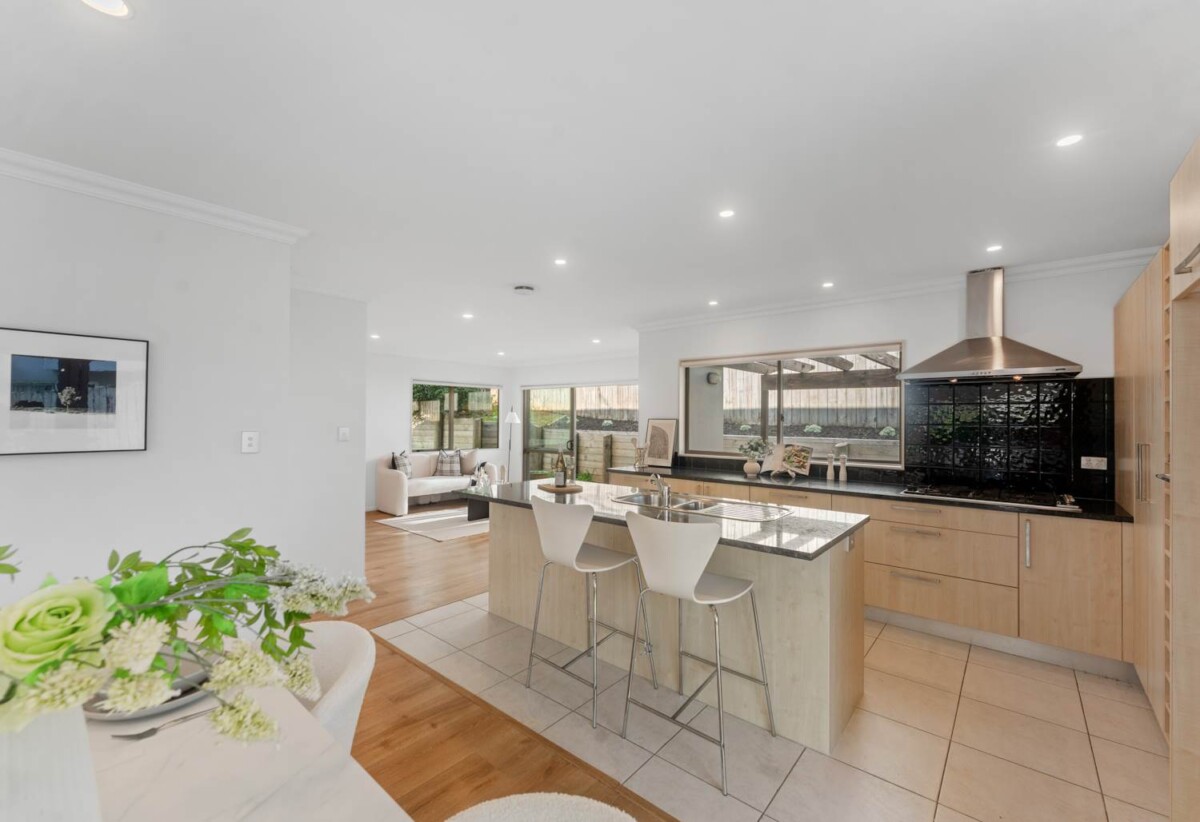 4 beds 2.5 baths house with double garage on 527m2 section, close to the end of a quiet cul-de-sac which borders the Wharf Reserve with its grass areas and trails, close to schools, Massey University, Albany Mall, motorway access, 0.4 km to Albany School, 30 Vinewood Drive, Albany, Auckland