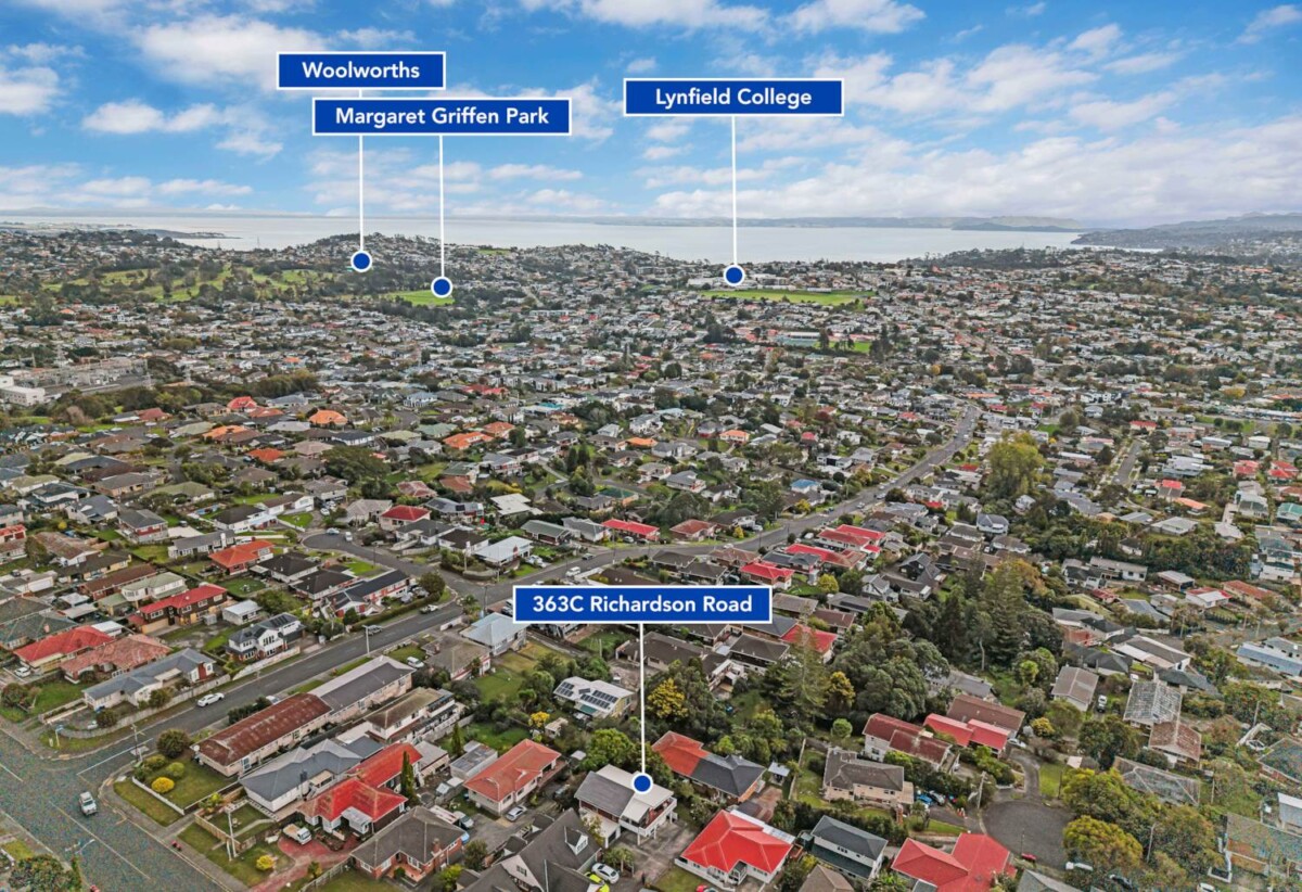 Home and income, solid brick and concrete block home, upstairs 2 beds + large sunroom 1 bath kitchen and lounge, downstairs 2 beds + large utility room 1 bath kitchen and lounge, close to motorway access, schools, supermarkets, 0.9 km to New Windsor School, 363C Richardson Road, Mt Roskill, Auckland