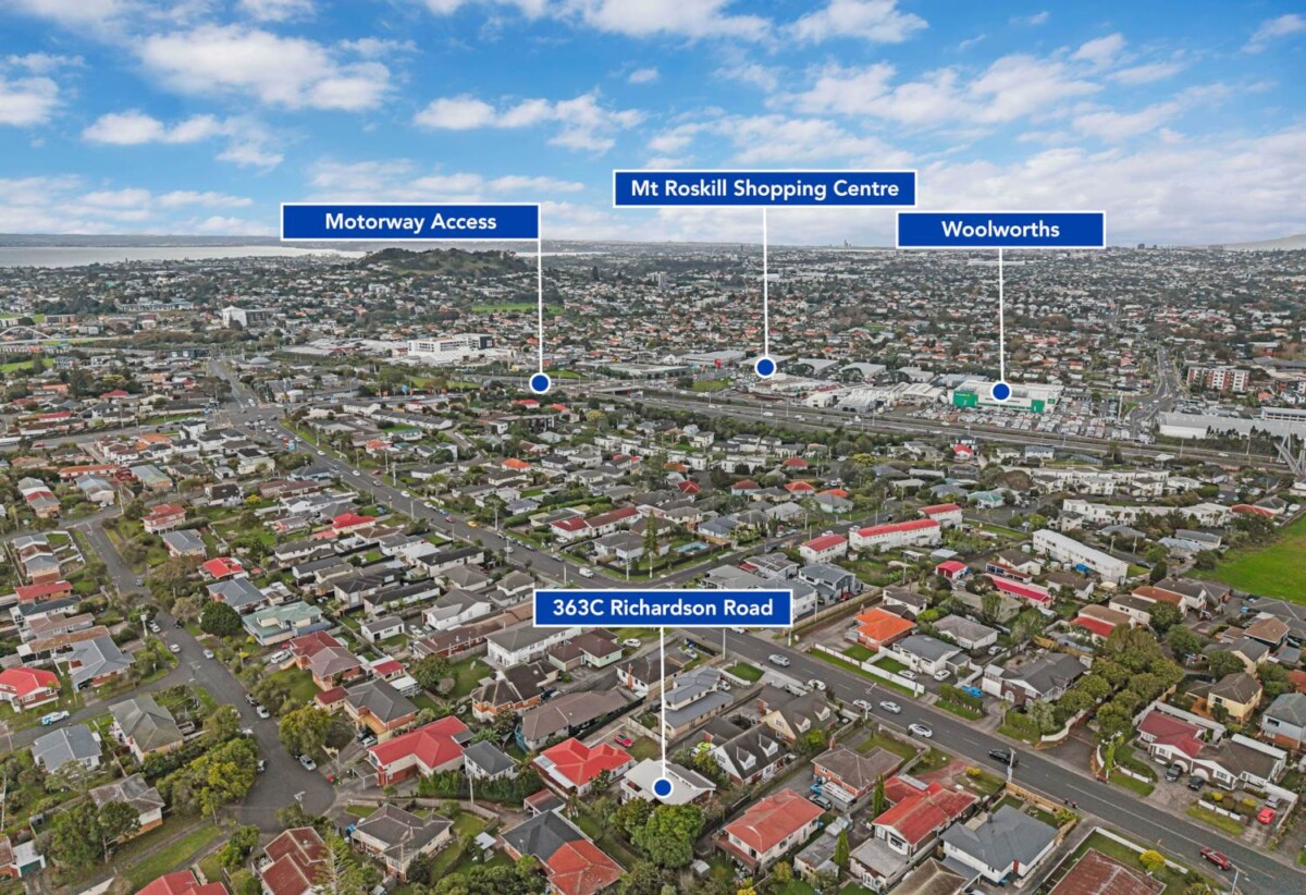 Home and income, solid brick and concrete block home, upstairs 2 beds + large sunroom 1 bath kitchen and lounge, downstairs 2 beds + large utility room 1 bath kitchen and lounge, close to motorway access, schools, supermarkets, 0.9 km to New Windsor School, 363C Richardson Road, Mt Roskill, Auckland