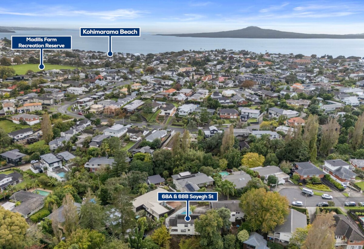 The rear section (68B) on a separate title for future development, 3 beds + office 2 baths house with double garage and in-ground pool, just moments from the lush green spaces of Madills Farm, the scenic waterfront, zoned for highly regarded Kohimarama Primary School and Glendowie College, 68A & 68B Sayegh Street, St Heliers, Auckland