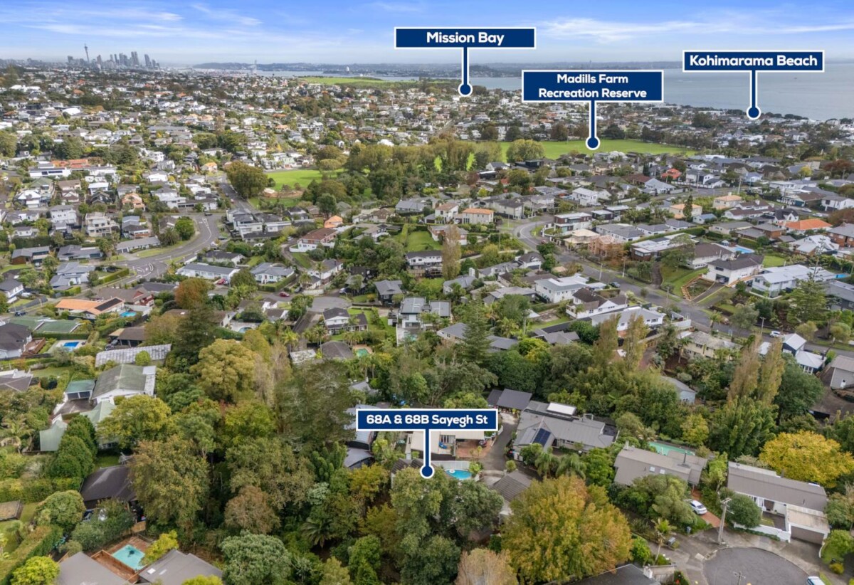 The rear section (68B) on a separate title for future development, 3 beds + office 2 baths house with double garage and in-ground pool, just moments from the lush green spaces of Madills Farm, the scenic waterfront, zoned for highly regarded Kohimarama Primary School and Glendowie College, 68A & 68B Sayegh Street, St Heliers, Auckland