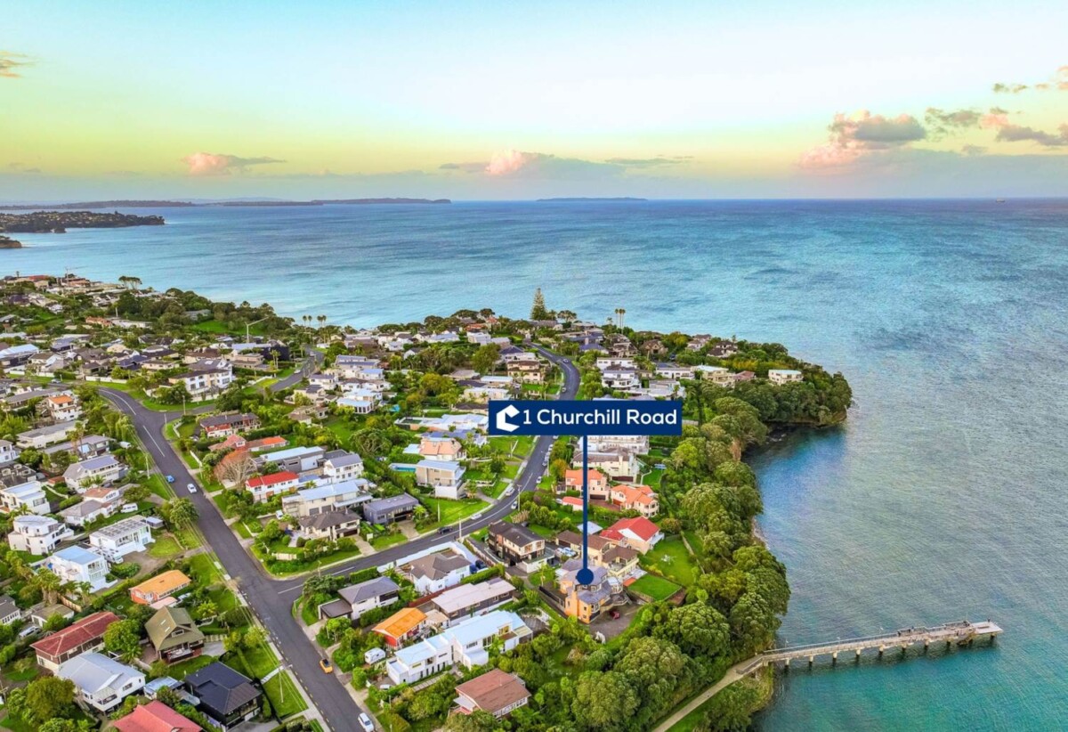 Rangitoto College zone, Sea views, Brick and tile 5 beds 4 baths house with double garage on 820m2 section, a private garden path leads effortlessly to the coastal walkway and Murrays Bay Wharf, moments from the shoreline of Murrays Bay Beach and Mairangi Bay Beach, shops, supermarkets, schools, 0.7 km to Murrays Bay School, 1 Churchill Road, Murrays Bay, Auckland