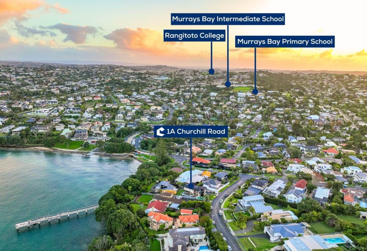 Rangitoto College zone, Sea Views, 376m2 6 beds 5.5 baths house with double garage on 464m2 section, moments from the shoreline of Murrays Bay Beach and Mairangi Bay Beach, shops, supermarkets, schools, 0.7 km to Murrays Bay School, 1A Churchill Road, Murrays Bay, Auckland
